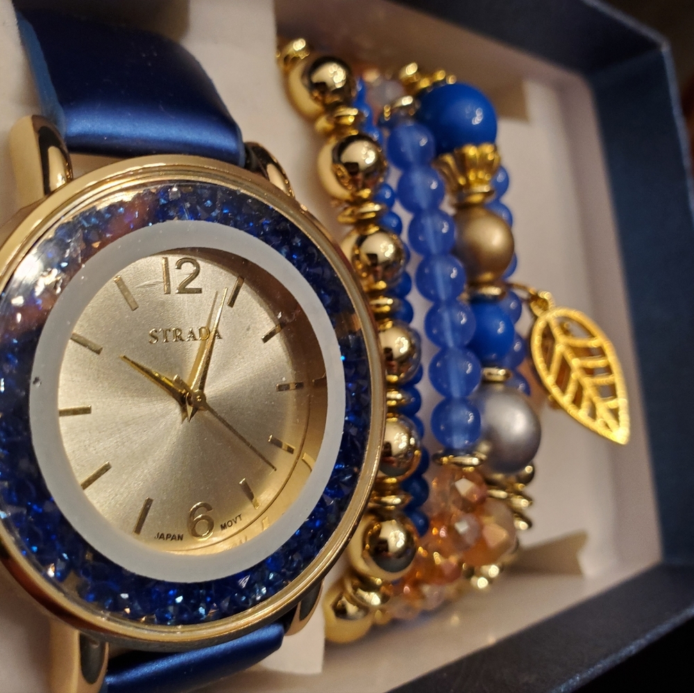 Womens Strada Elegant Blue and Gold Women's Watch - Picture 2 of 9